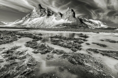 "Calling Ansel..."  Wild clouds frame Eystra Horn as the mountain boldy struts it stuff overlooking a frozen marsh in the foreground.