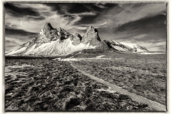 "Destiny's trail"   Magnificent Eystra Horn awaits intrepid adventurers at the end of this frozen path.