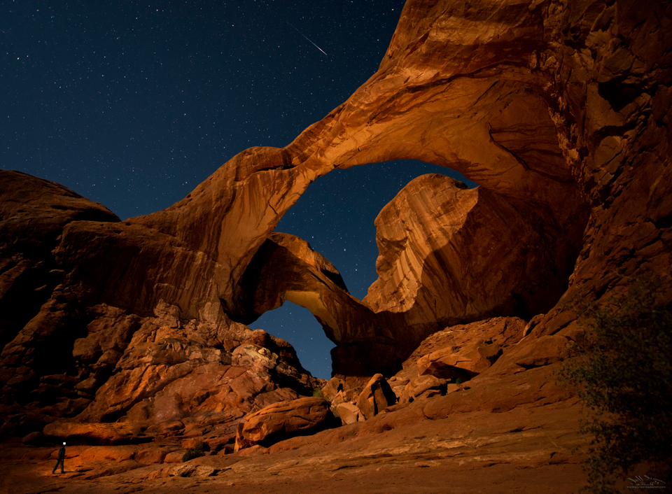 Double Arch night photography with comet